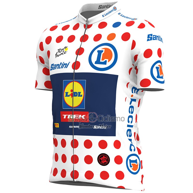 Lidl Trek Ropa Ciclismo Culotte Corto 2023 Hombre Mangas Cortas Blanco Rojo Spot